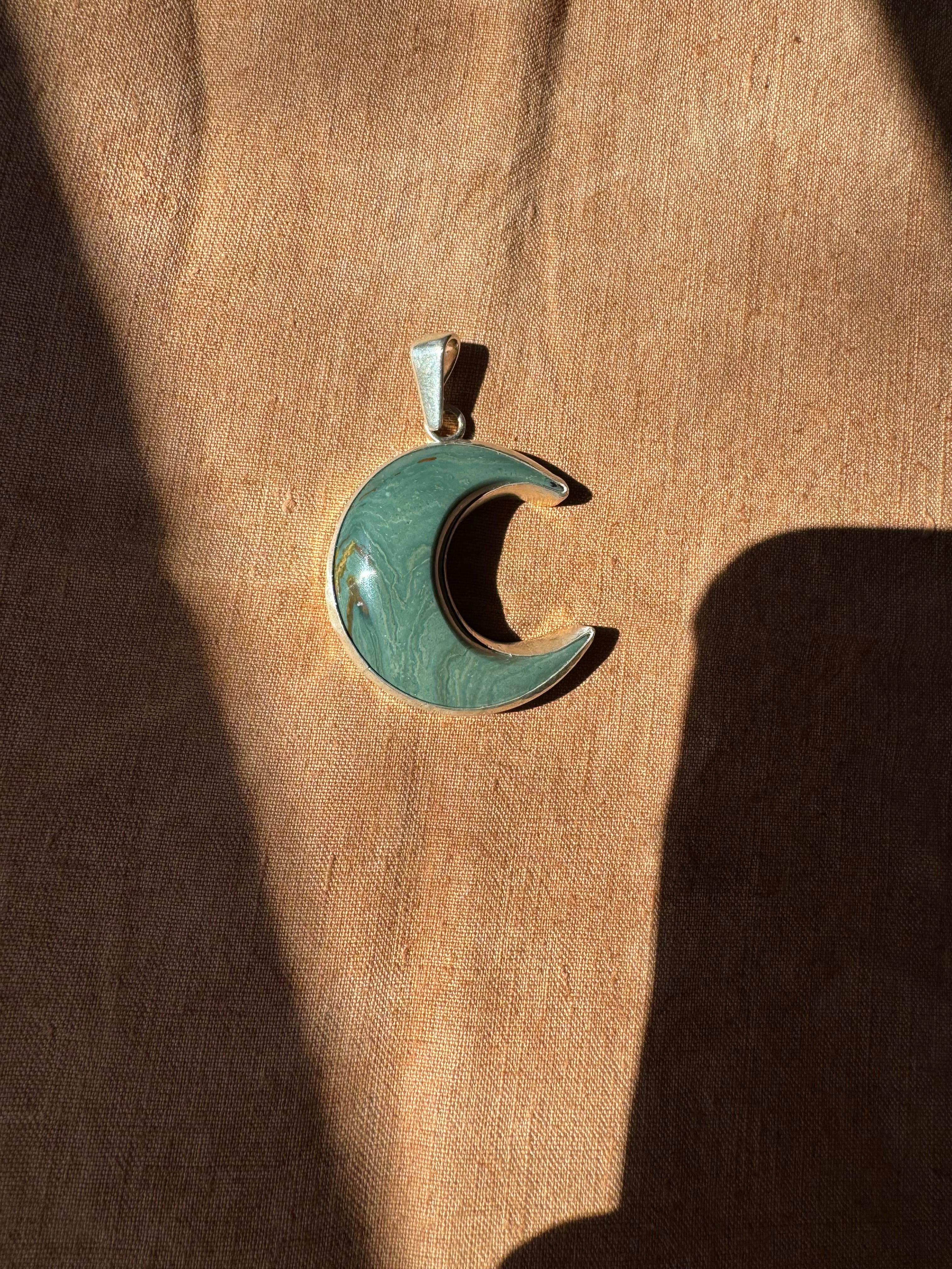 Crescent Moon Pendant (darker green)