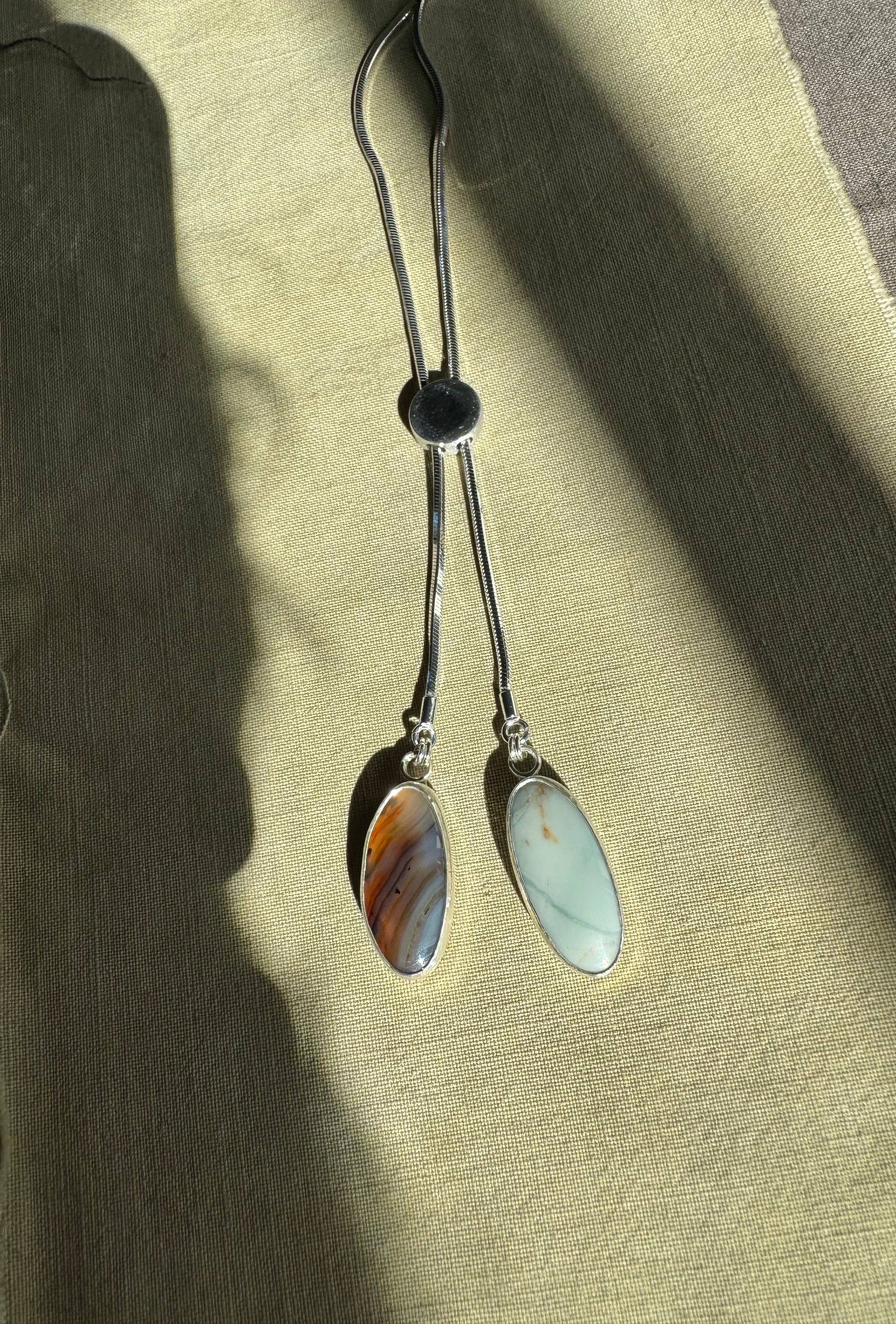 Montana Agate & Skaggs Jasper Bolo Necklace