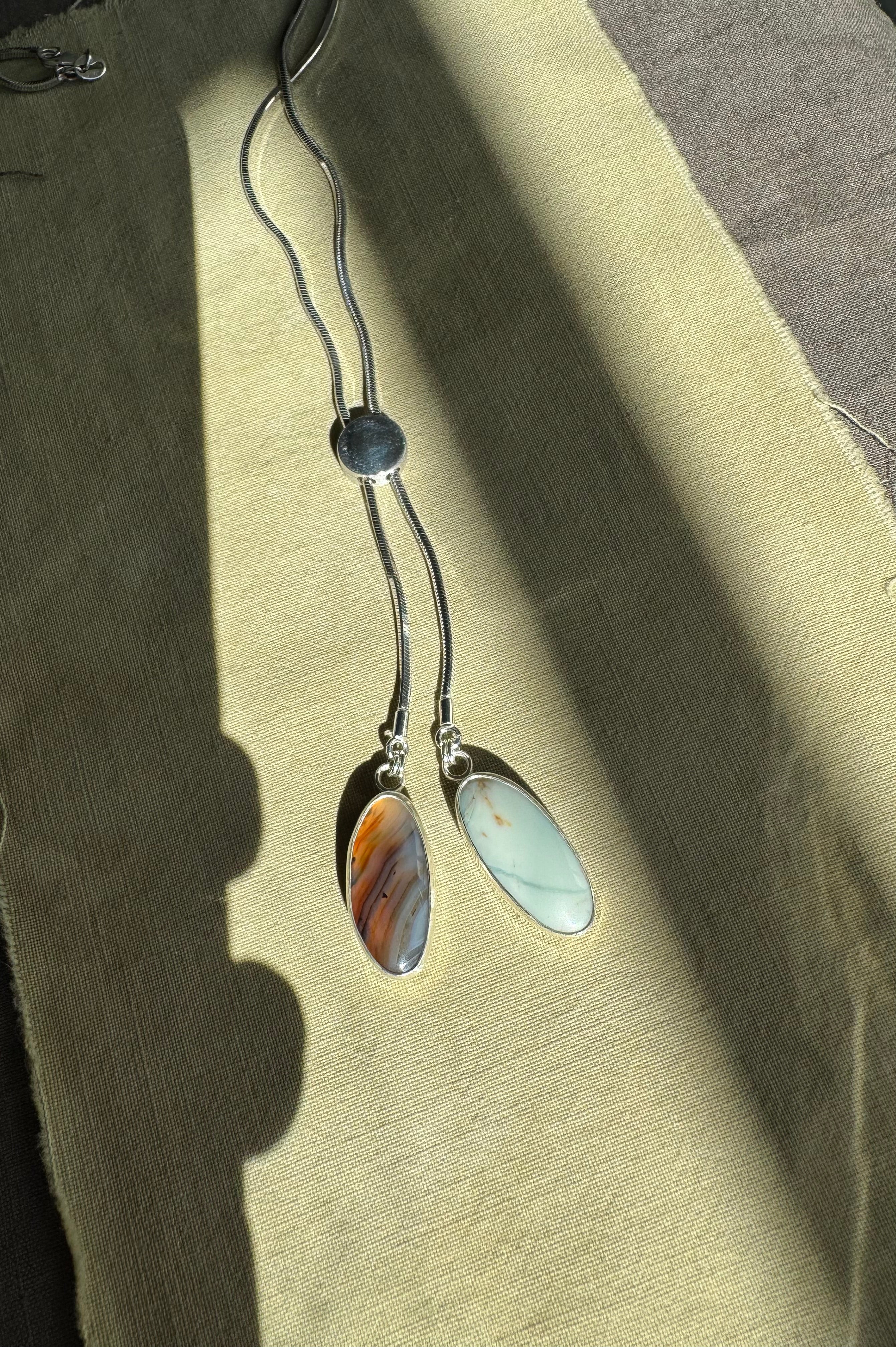 Montana Agate & Skaggs Jasper Bolo Necklace