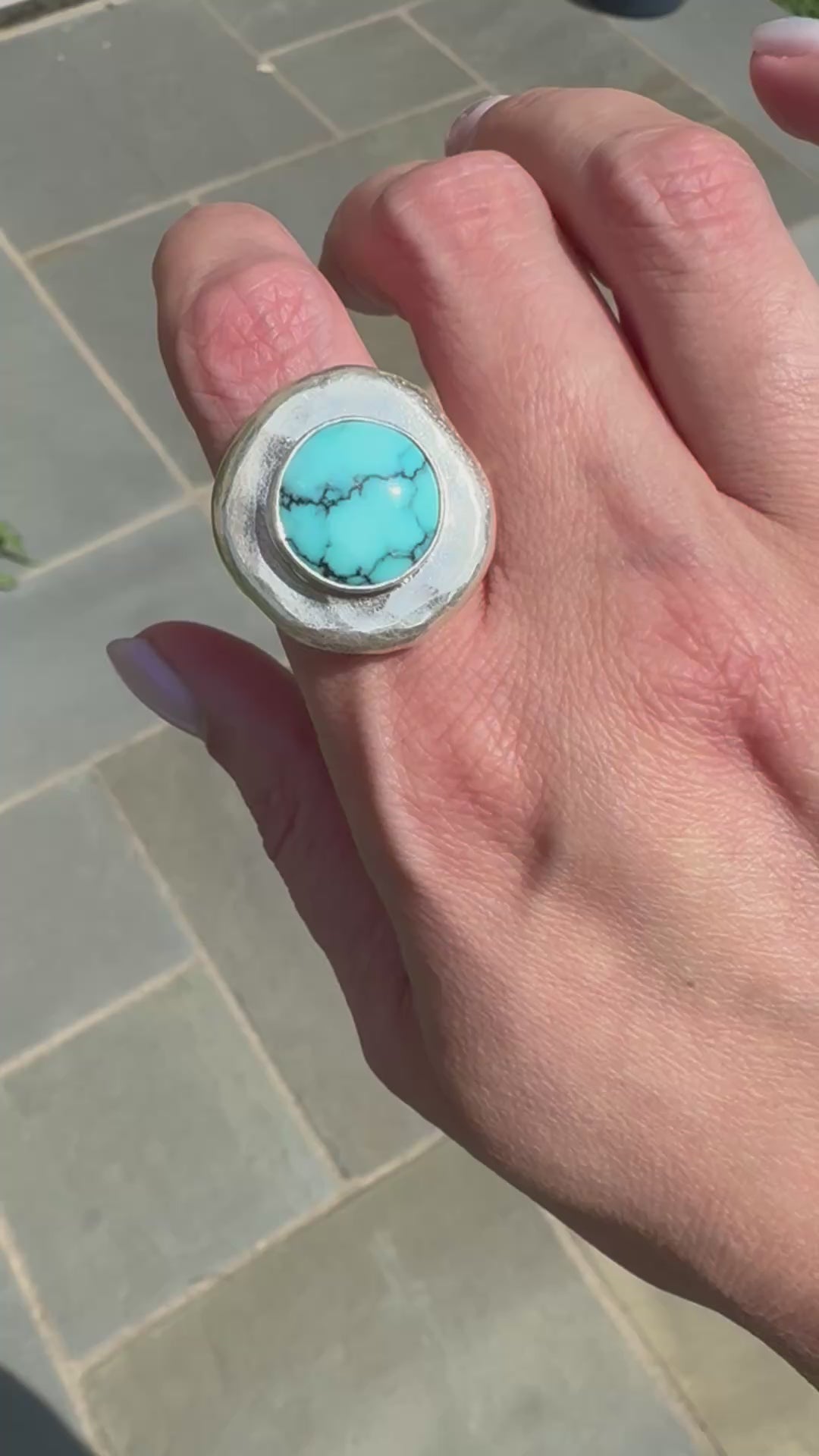 Sterling Silver Turquoise Medallion Statement Ring
