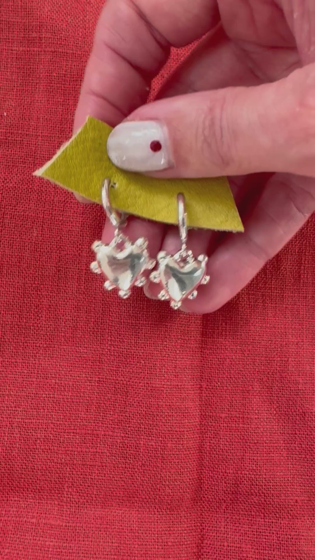 Silver Heart Huggie Hoop Earrings Video