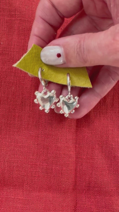 Silver Heart Huggie Hoop Earrings Video