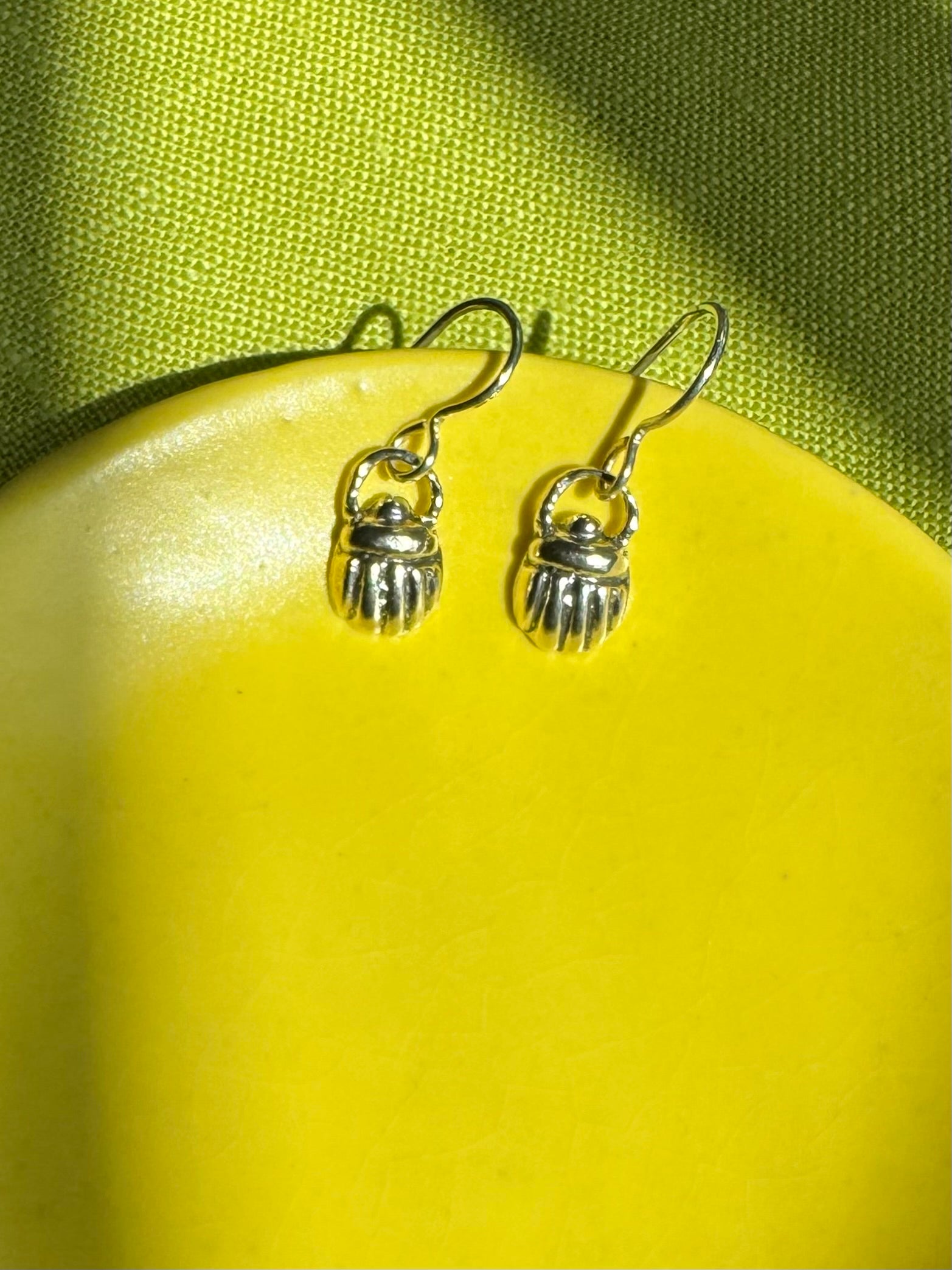 Sterling Silver Scarab Earrings