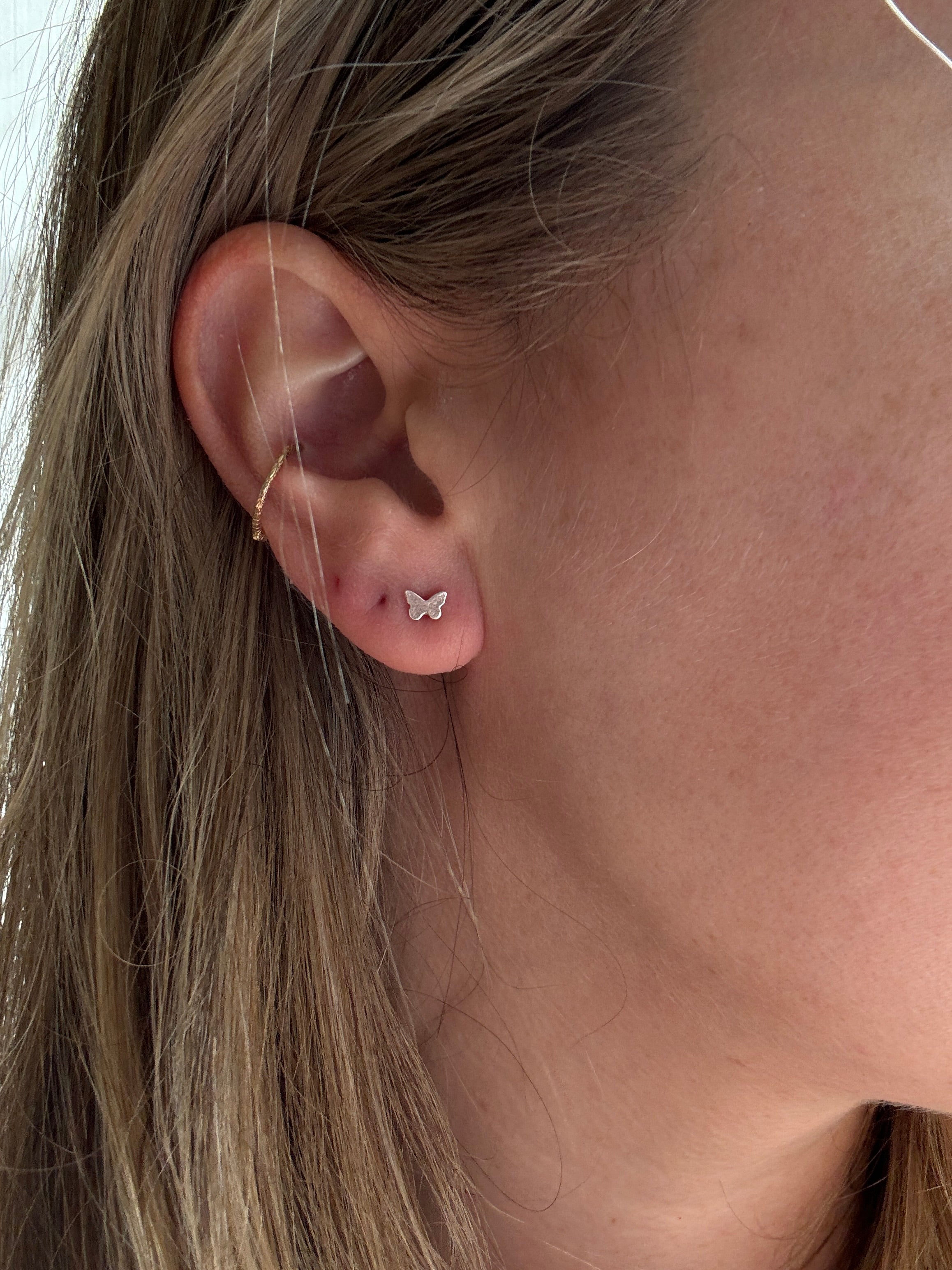 sterling silver butterfly stud earring