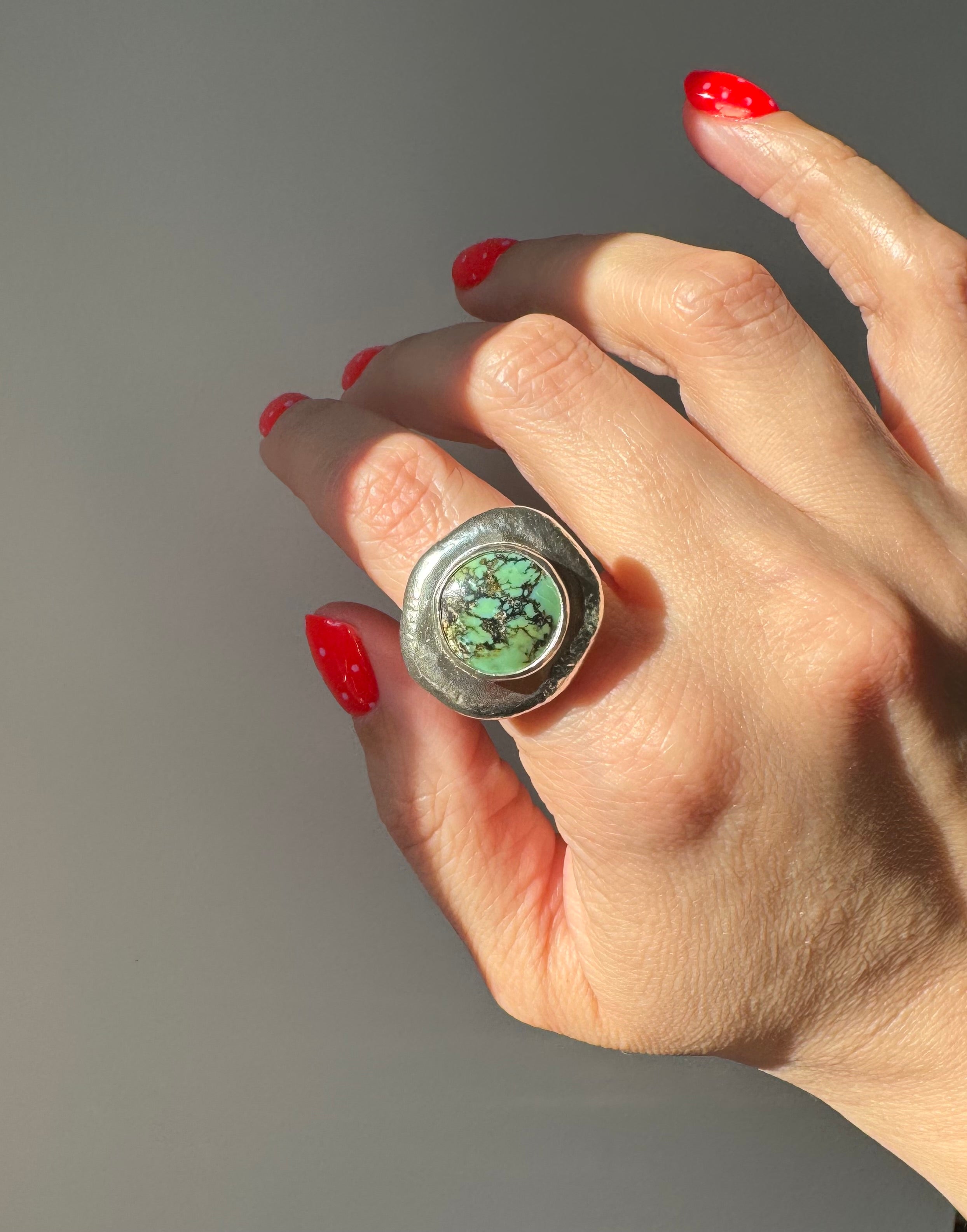 Turquoise Medallion Ring (Size 8.5)