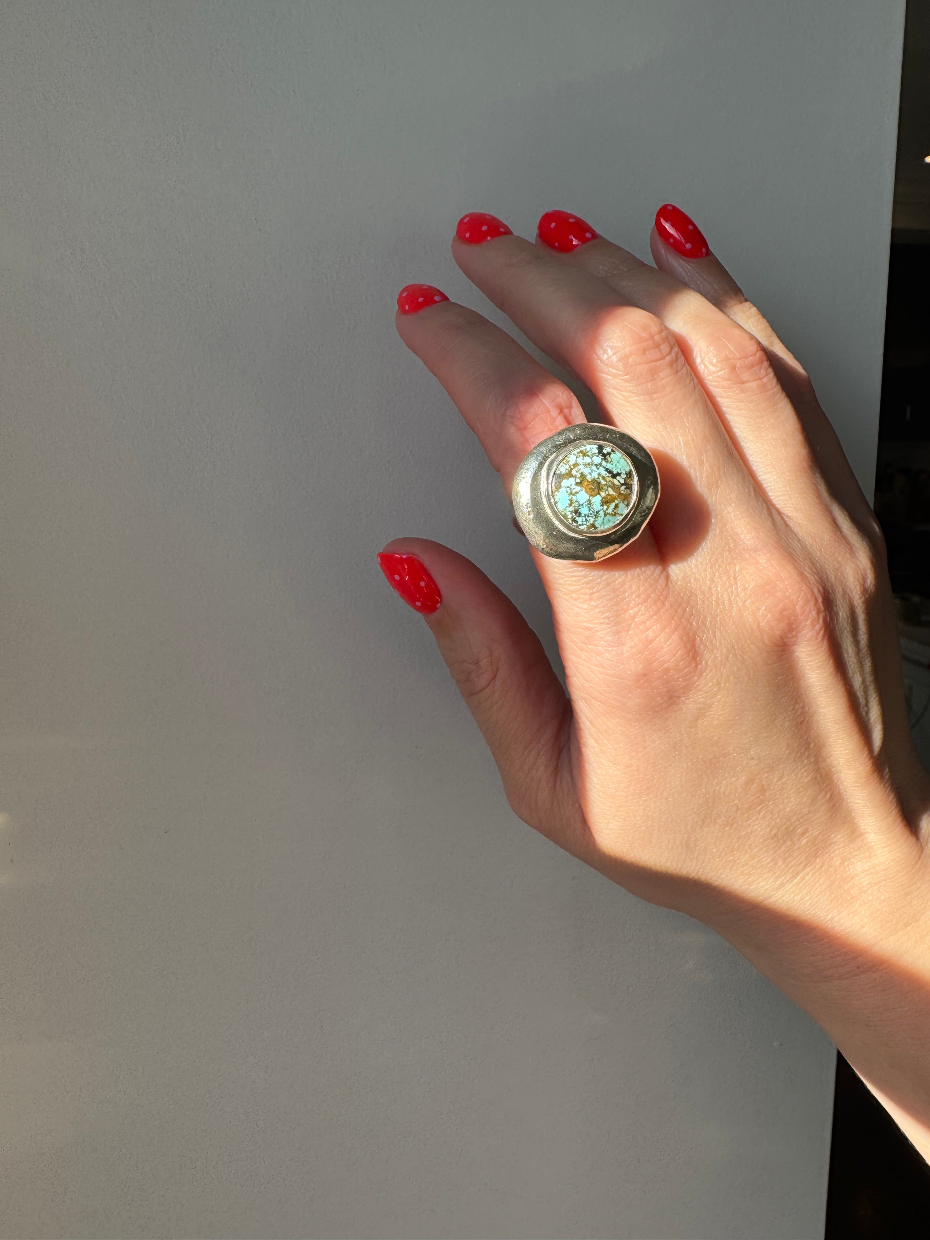 Turquoise Medallion Ring (Size 7.25)