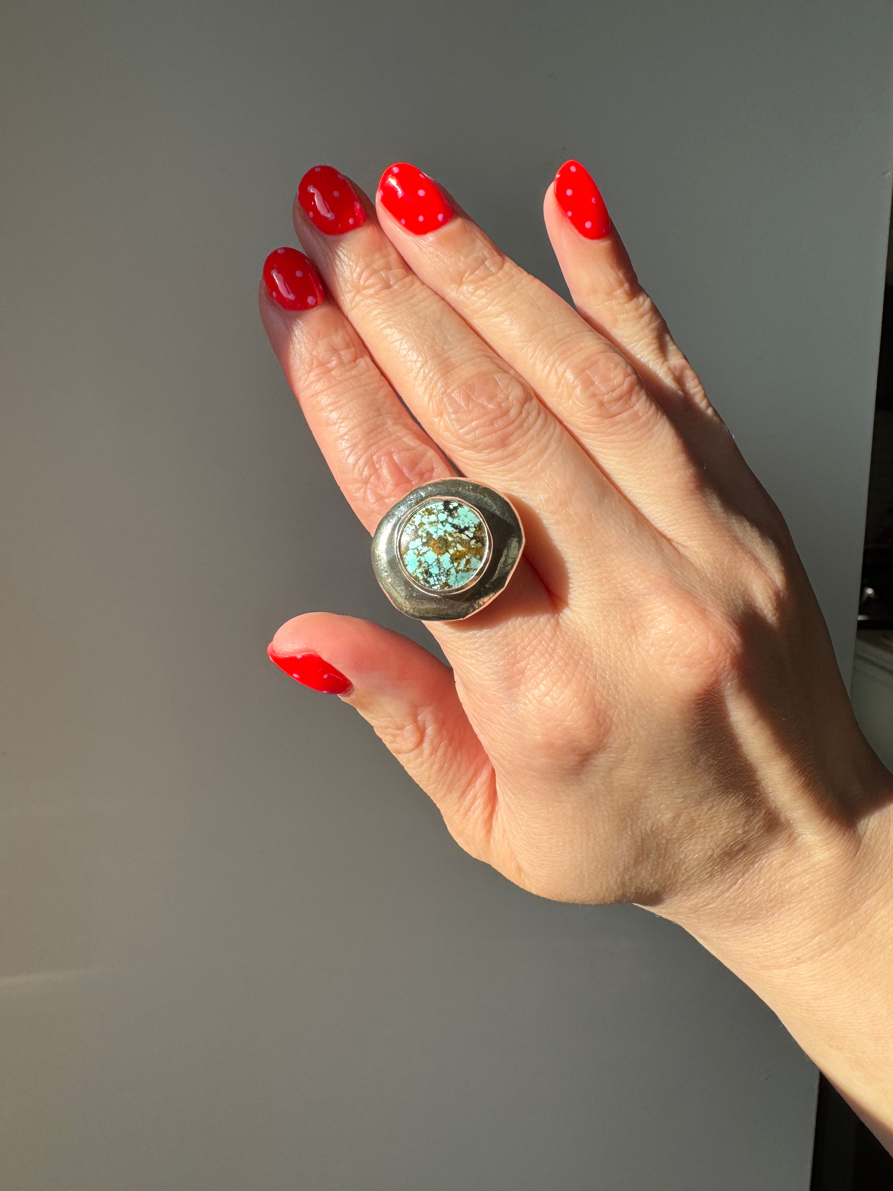 Turquoise Medallion Ring (Size 7.25)